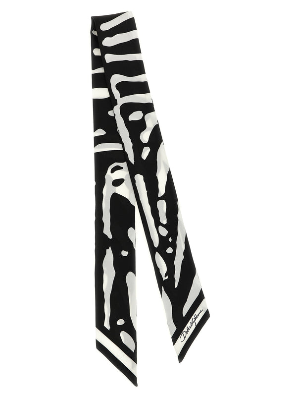 Zebra Print Scarf Scarves And Foulards White/Black