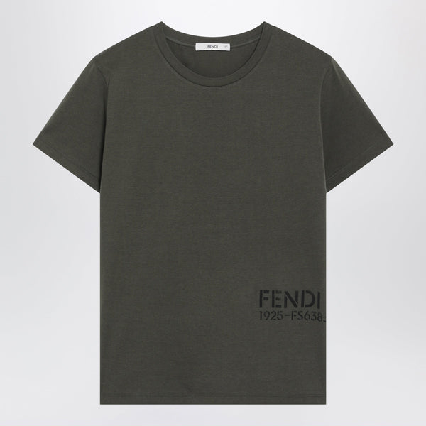 Military Green Cotton T-Shirt With Logo