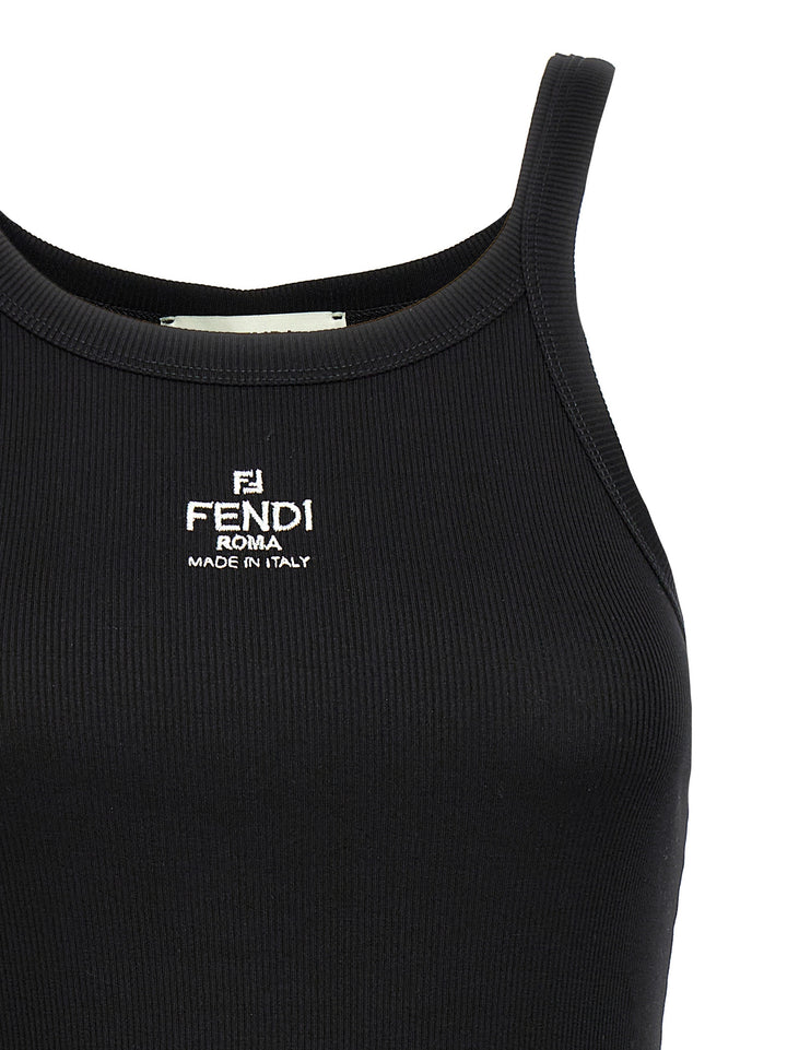 Fendi Logo Tank Top Tops - Black | bacd040f999656baca2e541584382bdee321e0b8