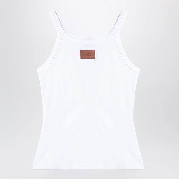 White Top With Logo Patch