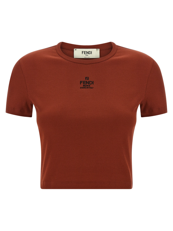 Fendi Logo Embroidery Top Tops - Brown | f2d332ff90f34bb652df2e36a4ee109893d3ac90