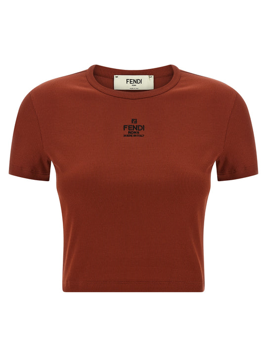 Logo Embroidery Top Tops Brown