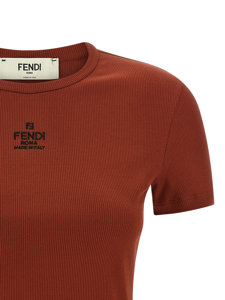 Fendi Logo Embroidery Top Tops - Brown | c94d308f636cf6736958016797653ac13c9e7ce8