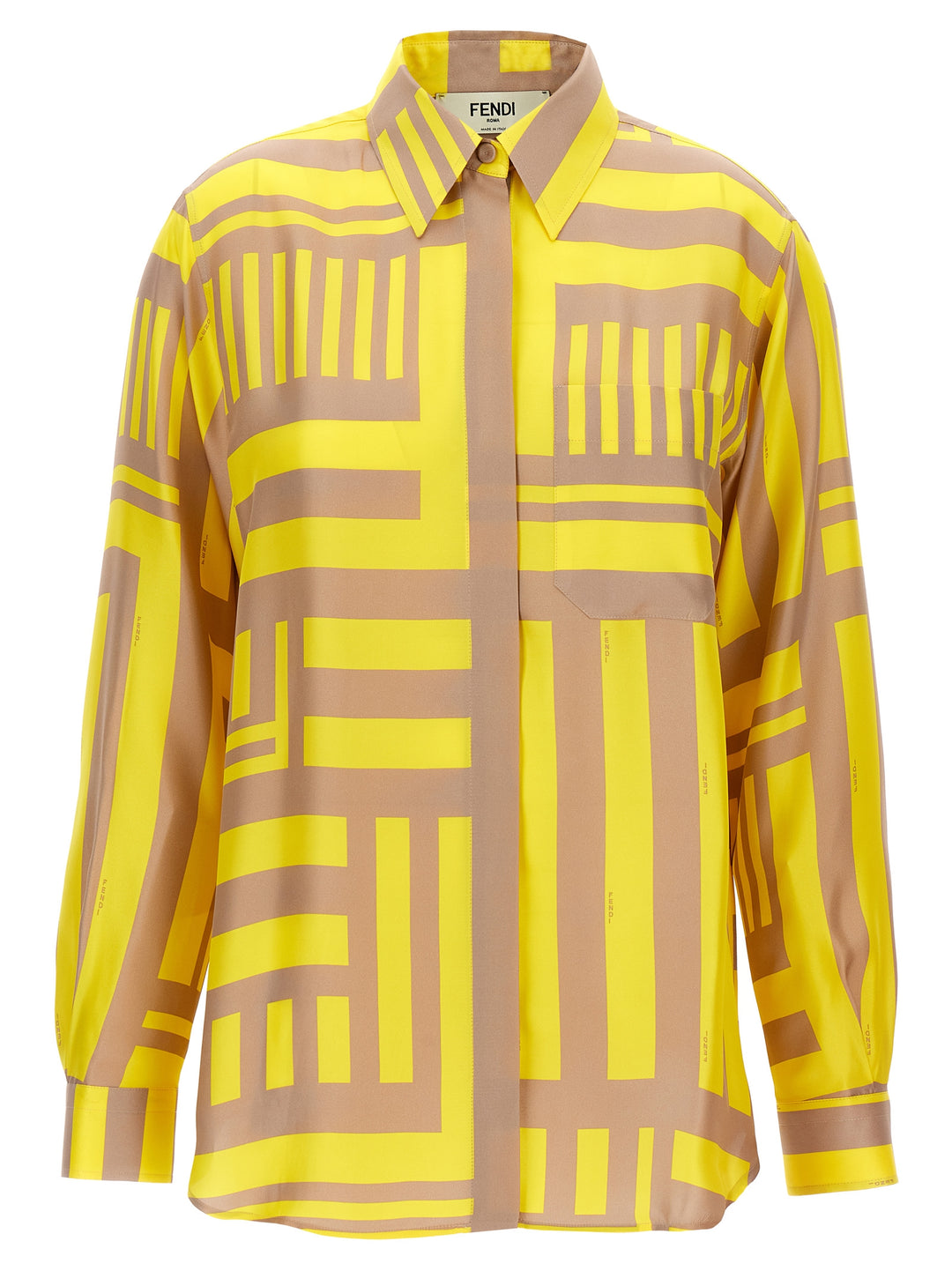 Fendi Labyrinth Shirt, Blouse Yellow