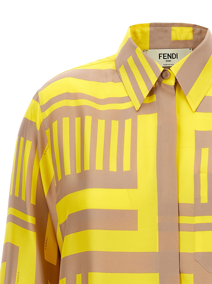 Fendi Labyrinth Shirt, Blouse Yellow