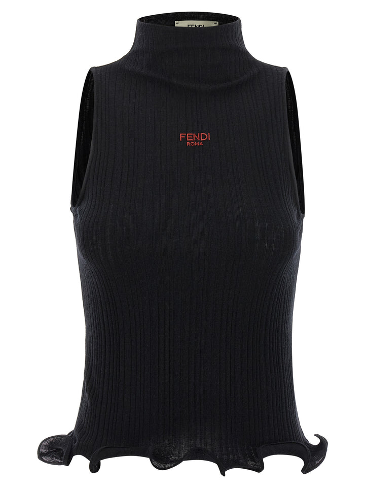 Fendi Ruffled Top Tops - Black | 22b2549bba91ba0252740f8369a9d5139a3cd958