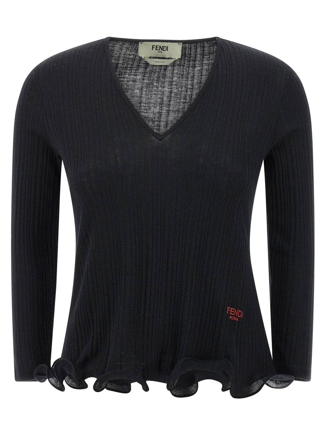 Fendi Ruffled Sweater Sweaters and Cardigans - Black | 418cb068339662b54685507cff3b0008f72a0fe9