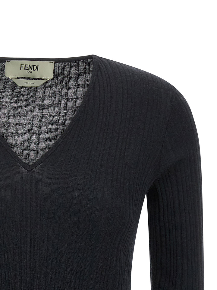 Fendi Ruffled Sweater Sweaters and Cardigans - Black | 1681a89575cf8cbfb44571a1f4019bf4180de080