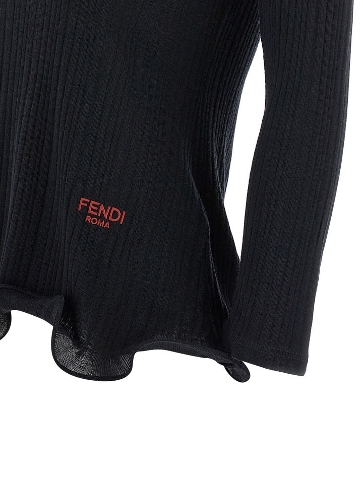 Fendi Ruffled Sweater Sweaters and Cardigans - Black | 2aa630b7fe09fed23f4d3df07dc3a6adaaebbb1a