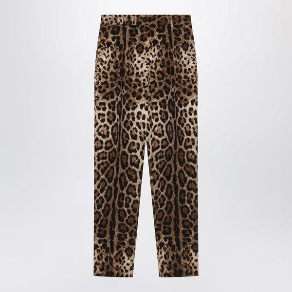 Leopard-Print Stretch Wool Canvas Pants