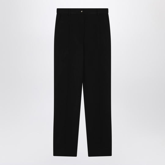 Black Wool Canvas Trousers