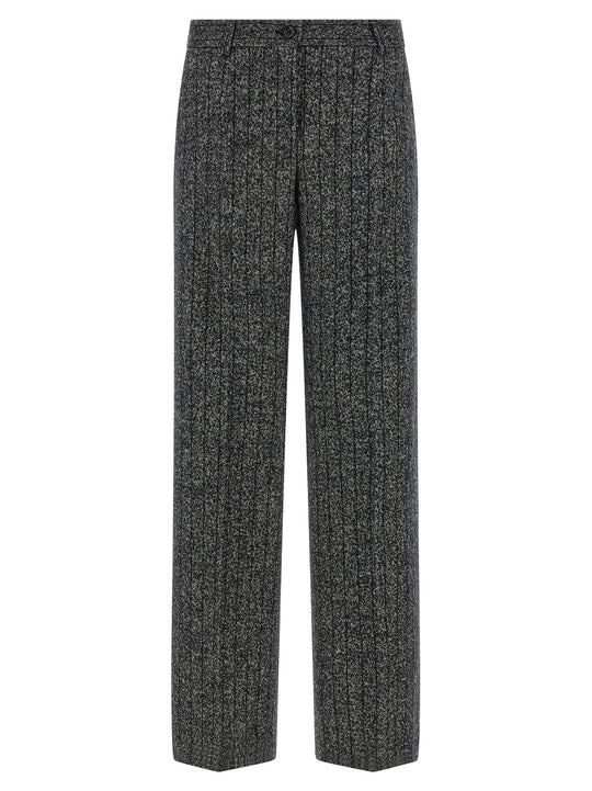 Striped Wool Pants White/Black