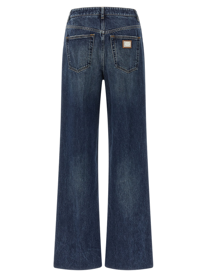Dolce & Gabbana Logo Plaque Jeans - Blue | bbefe9abb647f189a146ded340ca59c2d8d06772