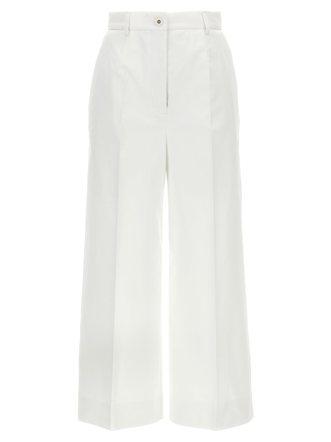 Dolce & Gabbana High Waist Cotton Pants - White | f11599c12adba9f040efa0db1b6861560eafa4ab