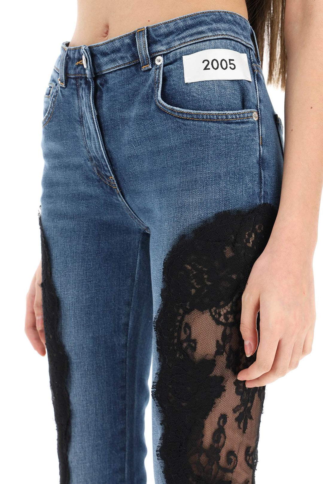 Slim Fit Jeans With Lace Inserts