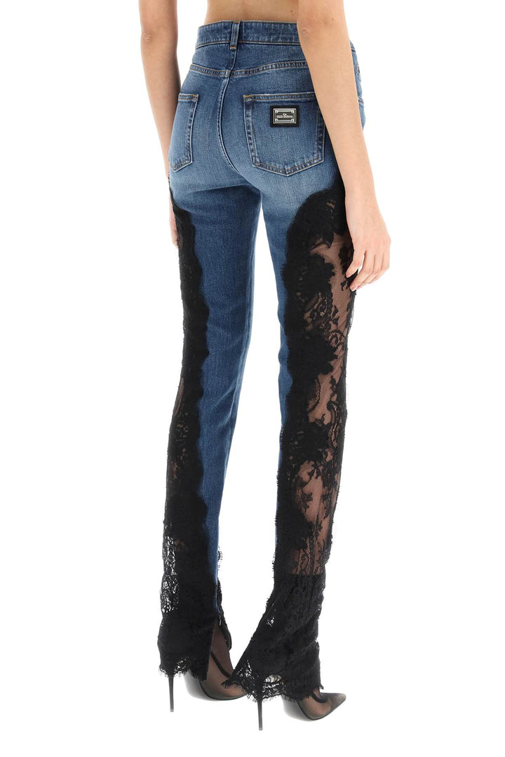 Slim Fit Jeans With Lace Inserts