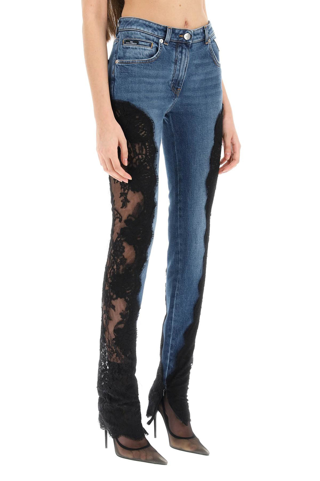 Slim Fit Jeans With Lace Inserts