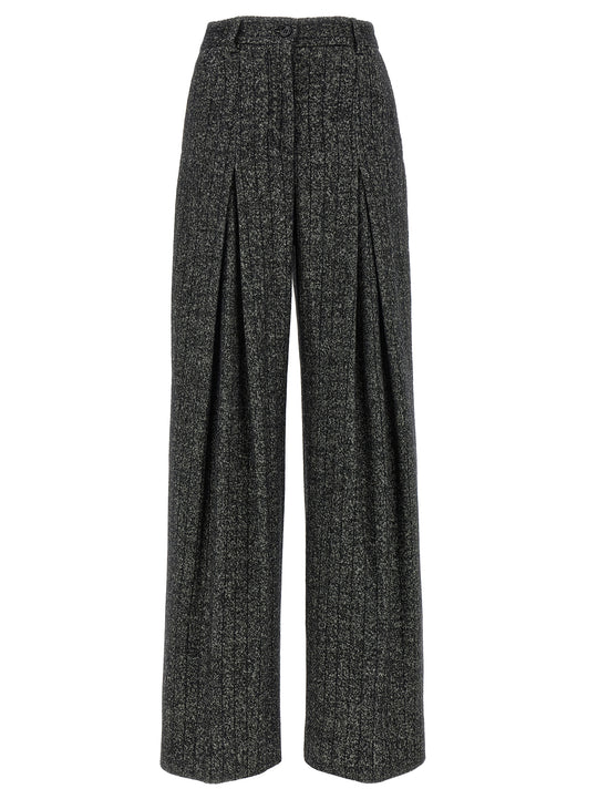 Striped Wool Pants White/Black