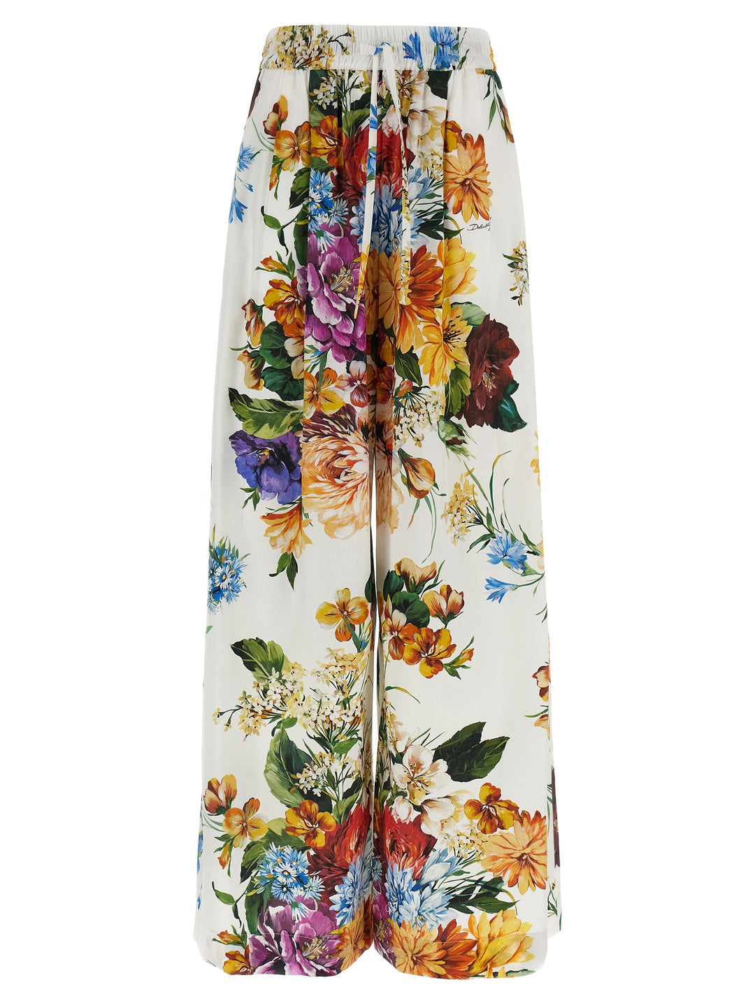 Dolce & Gabbana Floral Bouquet Printed Pants - White | 084d9958b88bdd9031213dbea84fd9a30bcd9c67