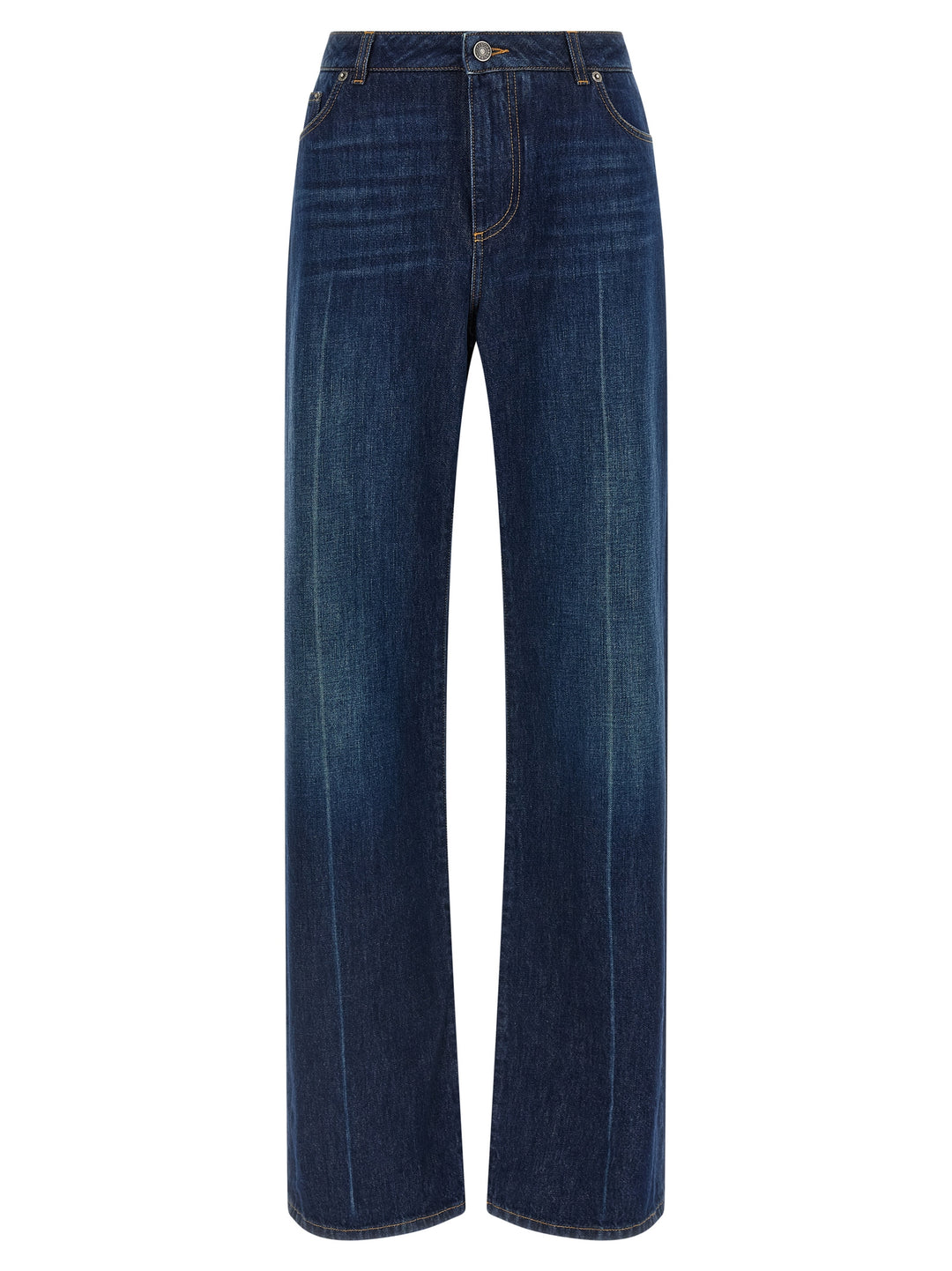 Dolce & Gabbana Stretched Pleated Trompe L'oeil Jeans - Blue | e0637b277bf66ae729f14fee78c1b70033b42e68