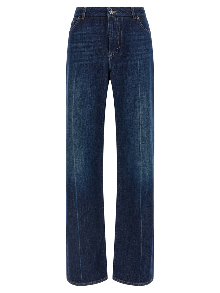 Dolce & Gabbana Stretched Pleated Trompe L'oeil Jeans - Blue | e0637b277bf66ae729f14fee78c1b70033b42e68