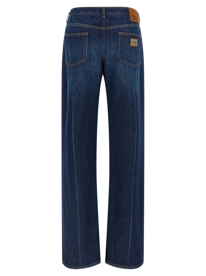 Dolce & Gabbana Stretched Pleated Trompe L'oeil Jeans - Blue | 15783008061ba75e0e4213c388f357af18d3a90c