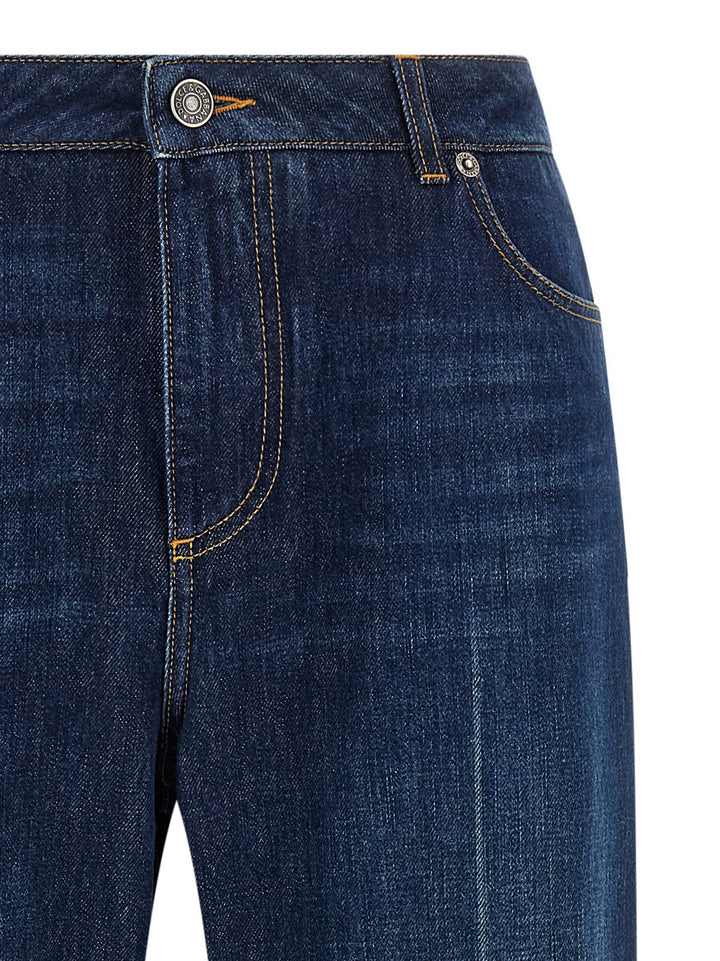 Dolce & Gabbana Stretched Pleated Trompe L'oeil Jeans - Blue | 7b61d2f5d756e67ec393f3cc16ec3c00d1aaceb3