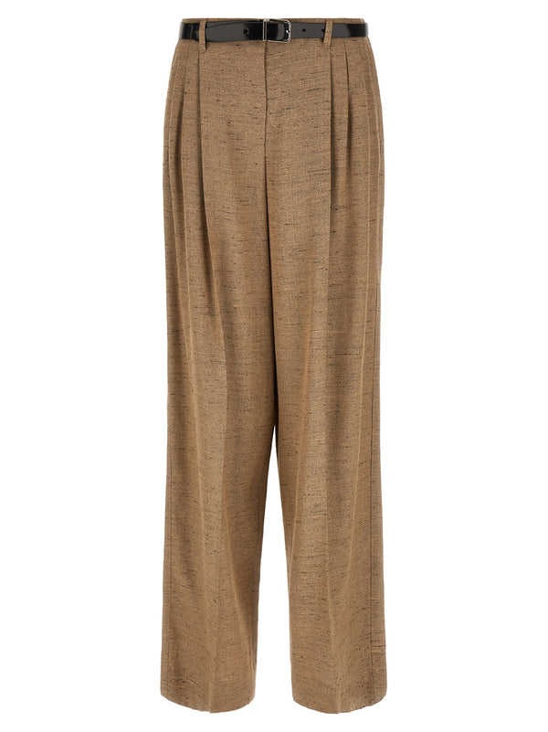 Tweed Effect Trousers Pants Beige