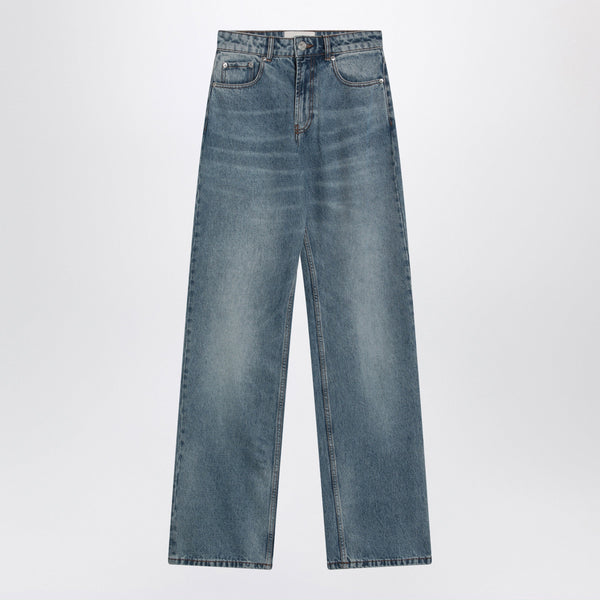 Wide-Leg Jeans In Washed Indigo Denim
