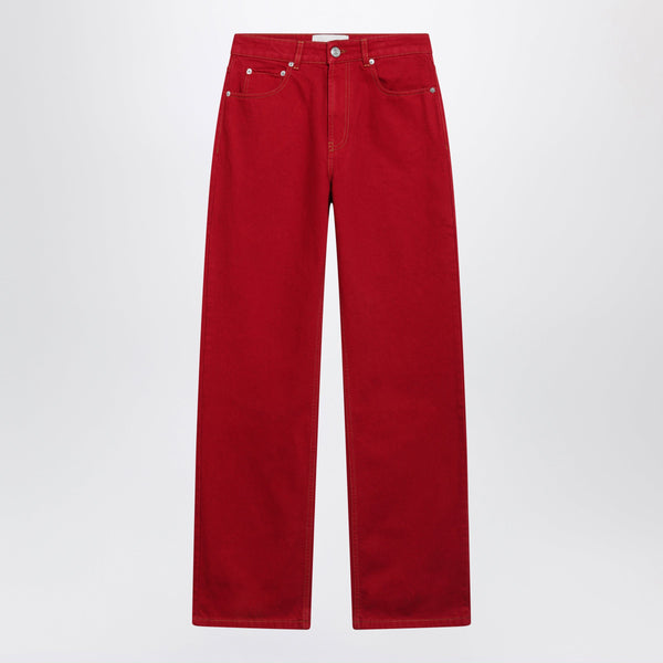 Ruby Red Cotton Twill Jeans