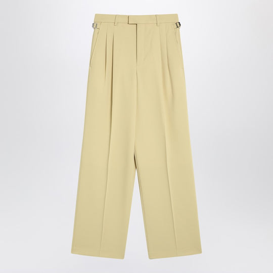Wide Lime-Coloured Wool Trousers