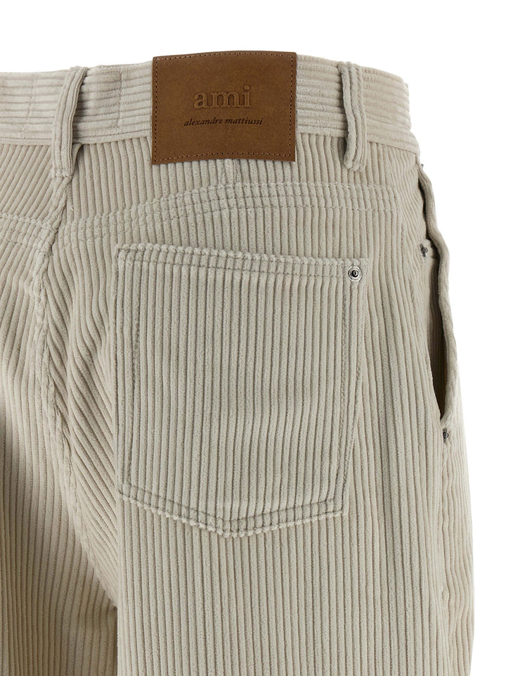 Ami Paris Corduroy Trousers Pants - Beige | f69c41080f5340c7e6b1e3e3567defa7aecfe61e