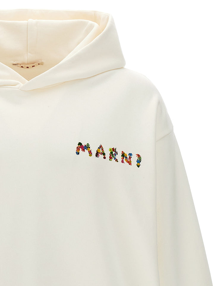 Logo Print Hoodie Sweatshirt White