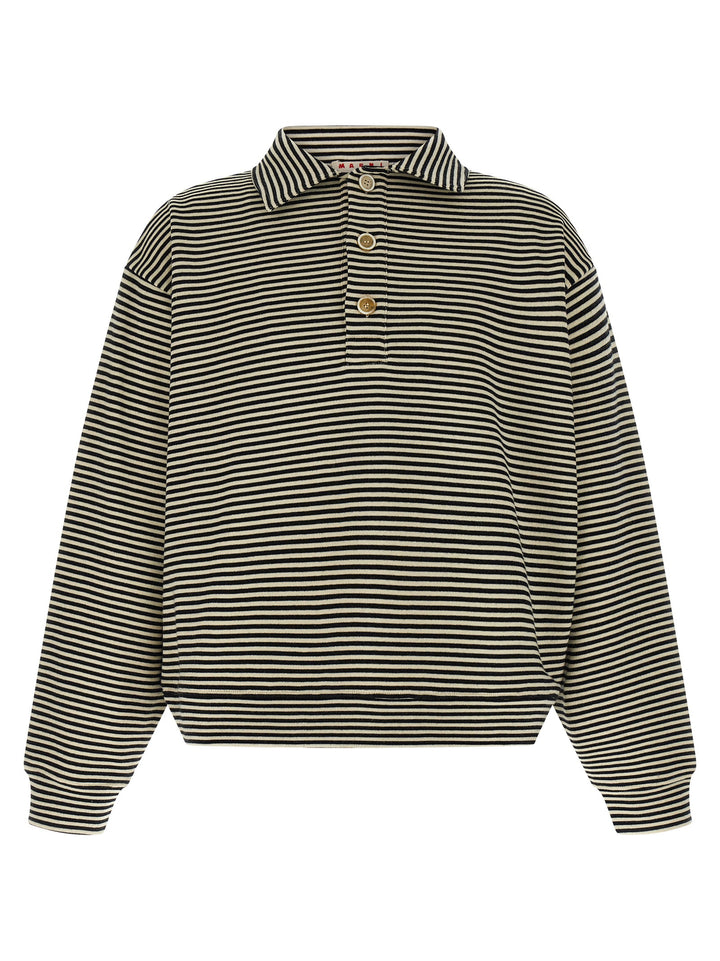 Marni Striped Polo Sweatshirt - Black | d41410b5fb47cfcde3d6623e9482eff6c3be1f0e