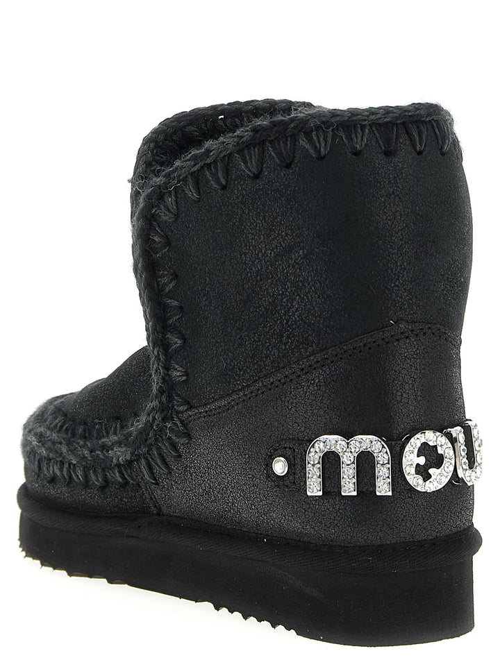 Mou Eskimo 18 Rhinestone Logo Boots and Ankle Boots - Black | 9803551762c82890d89b978afad8739a66631df7