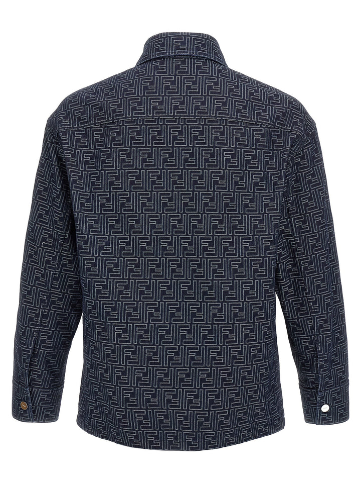 Fendi Overshirt Denim Ff Puffer Jackets - Blue | 1ef40c682d83ca25794629532444fdcc17d0480d