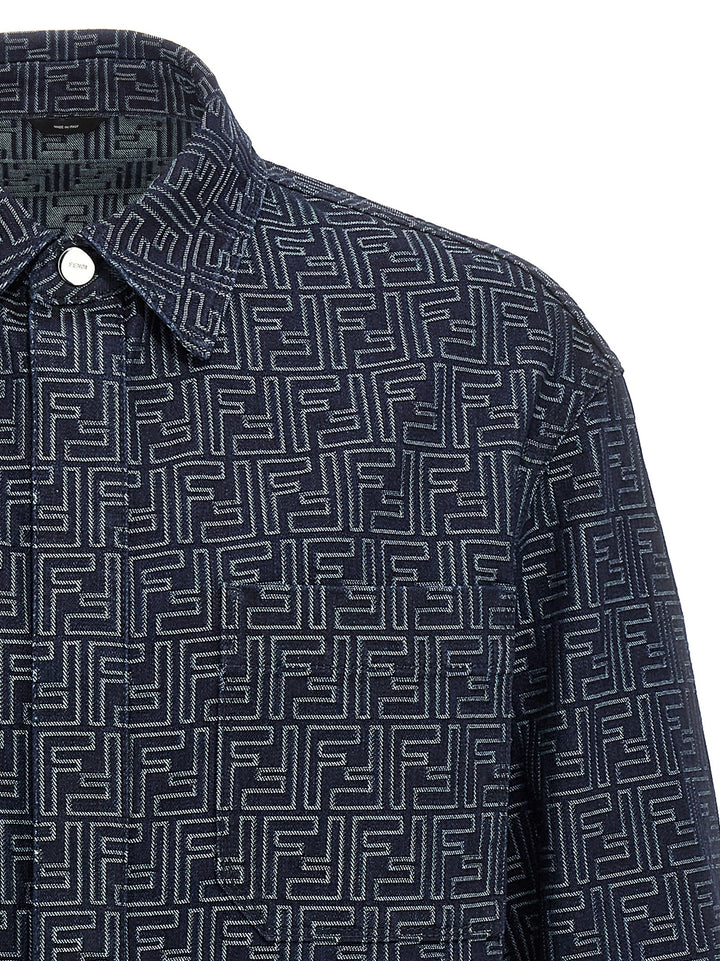 Fendi Overshirt Denim Ff Puffer Jackets - Blue | 9a4900349ac6cef153e88e264f3cc35974acfb61