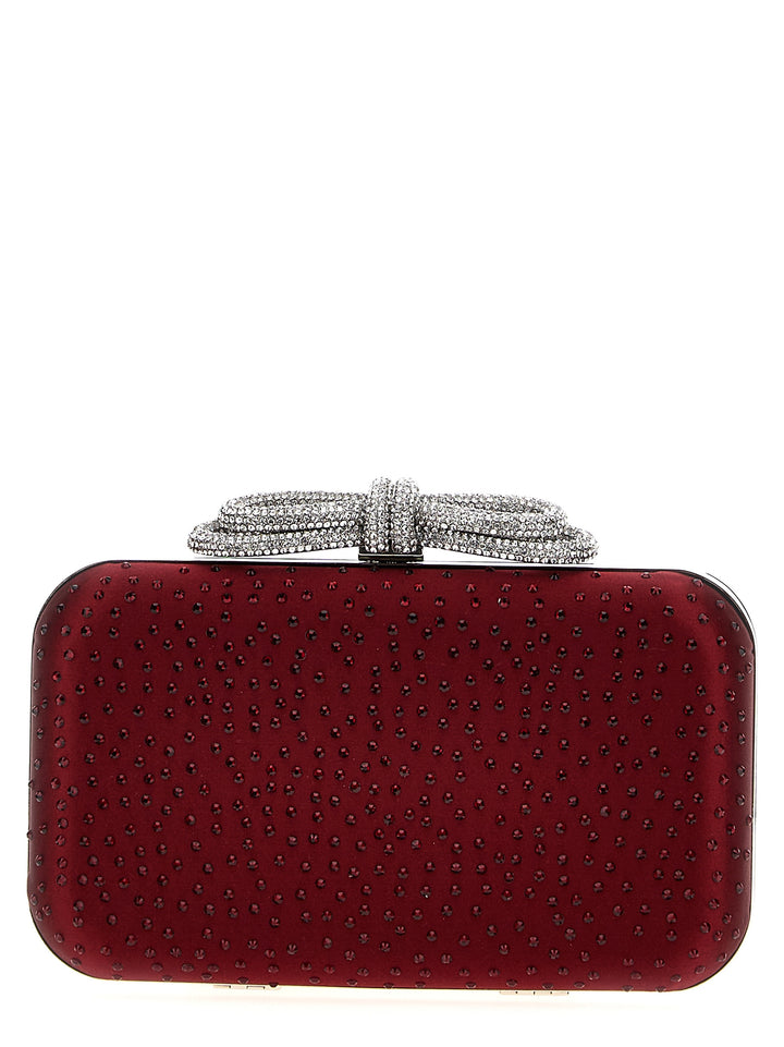 Double Bow Satin Clutch Bordeaux