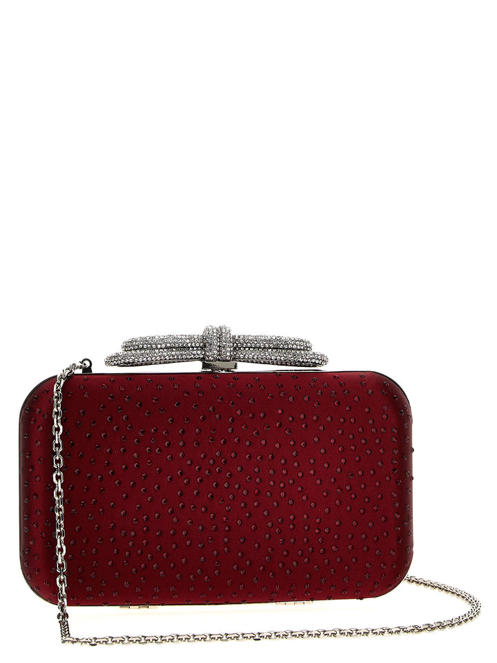 Double Bow Satin Clutch Bordeaux