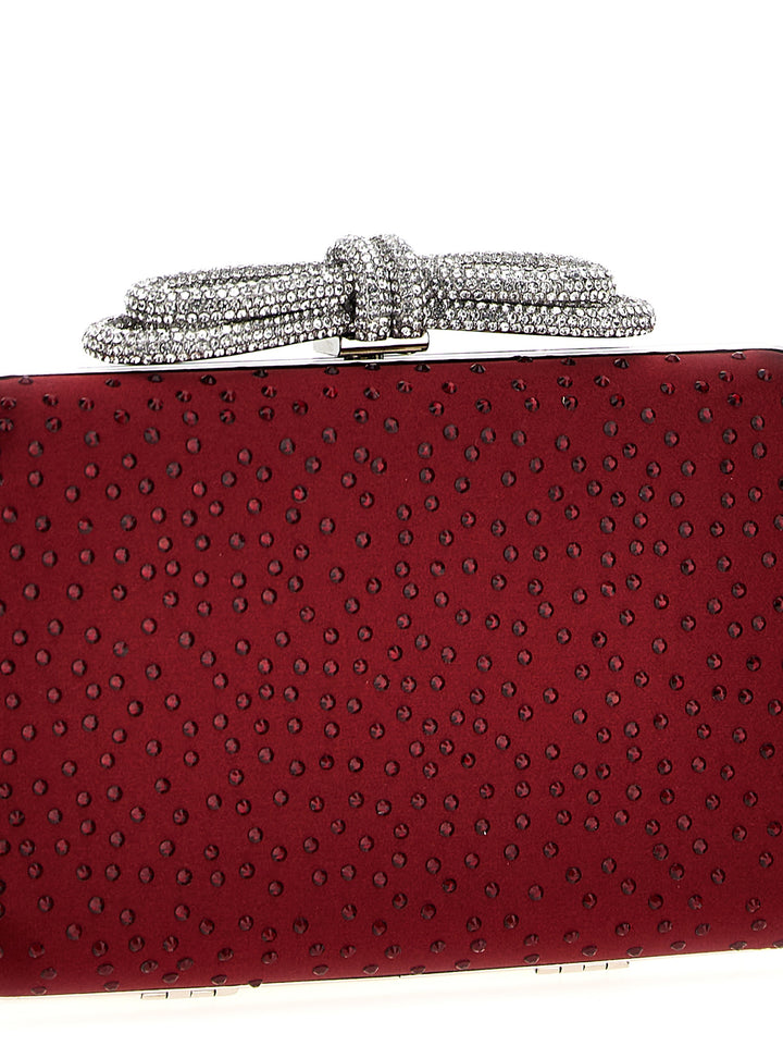 Double Bow Satin Clutch Bordeaux