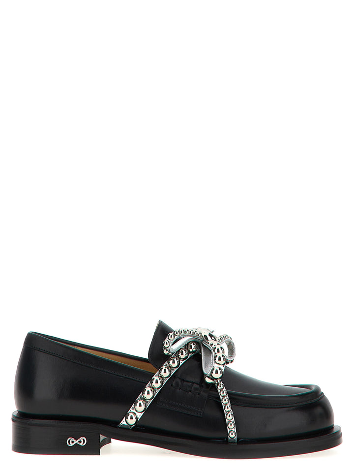 Crystal Studs Loafers Black