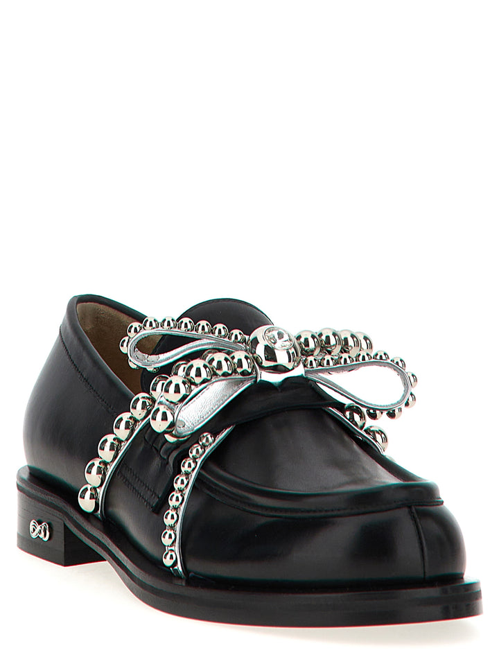 Crystal Studs Loafers Black