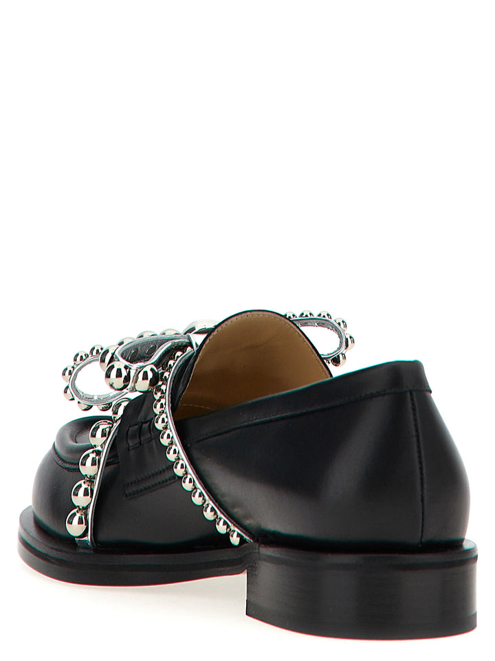 Crystal Studs Loafers Black