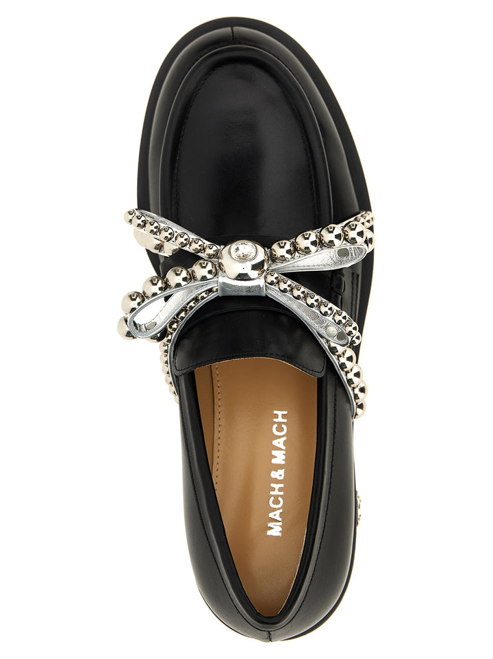 Crystal Studs Loafers Black