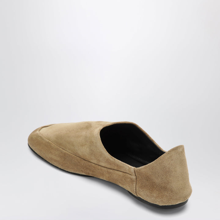 Jude Beige Floor Slippers In Suede