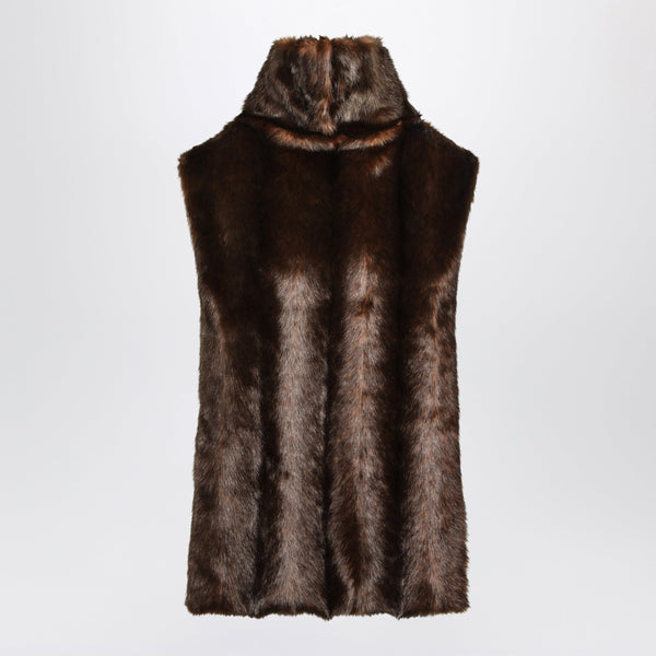 Brown Faux Mink-Effect Fur Vest