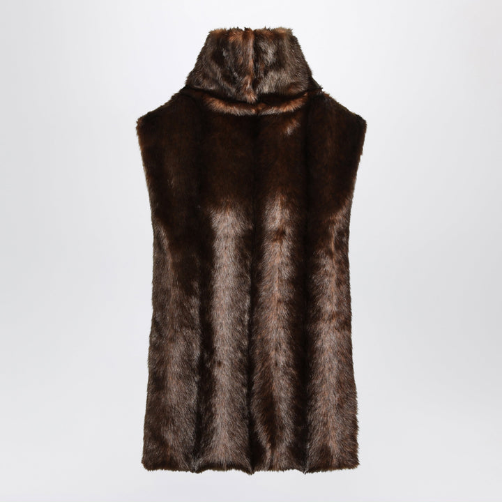 Bb Couture Brown Faux Mink-Effect Fur Vest