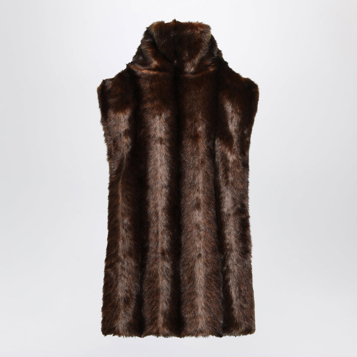 Bb Couture Brown Faux Mink-Effect Fur Vest