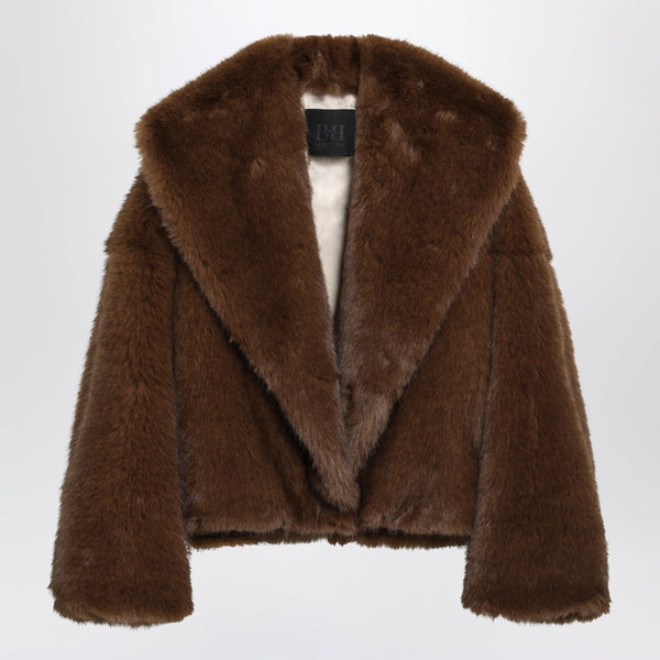 Farrah Short Brown Jacket In Faux Fur
