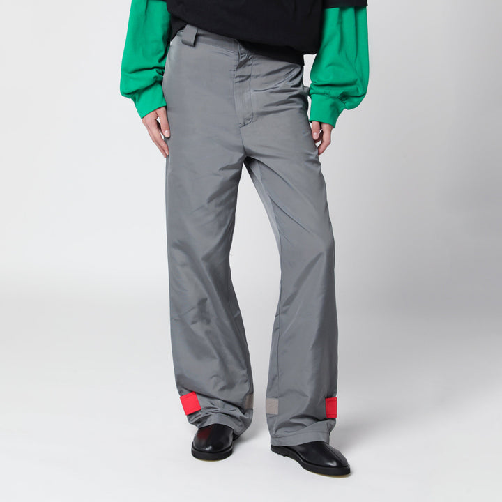 Lii Grey/Red Trousers In Fabric With Glossy Finish